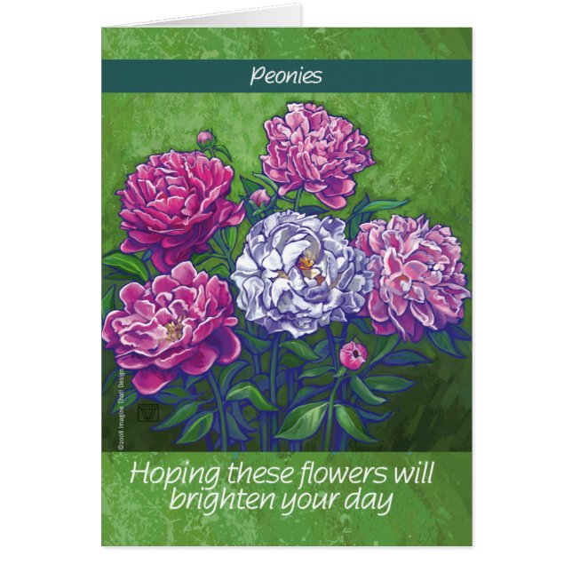 Rosa och White Peony Flowers Hälsningskort (Framsidan)