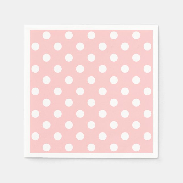 Rosa och White Polka Dot Mönster Pappersservett (Framsidan)