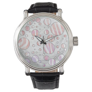 Rosa och White Polka Dot Zebra Armbandsur