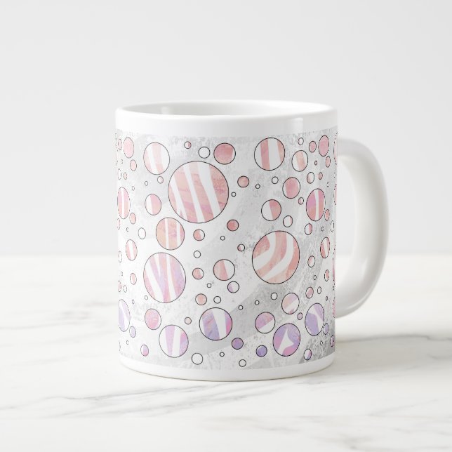 Rosa och White Polka Dot Zebra Jumbo Mugg (Framsida höger)