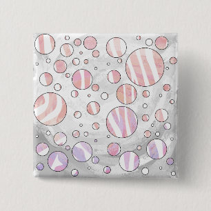 Rosa och White Polka Dot Zebra Knapp