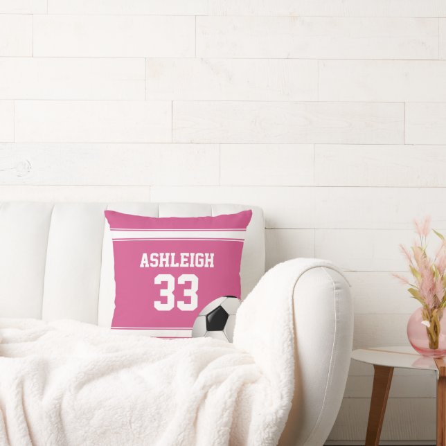 Rosa och White Rand Jersey Soccer Ball Kudde (Soffa)