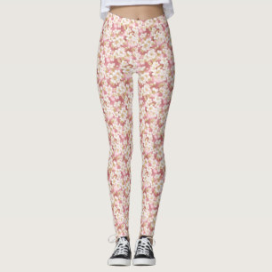 Rosa och White Sakura Mönster Leggings