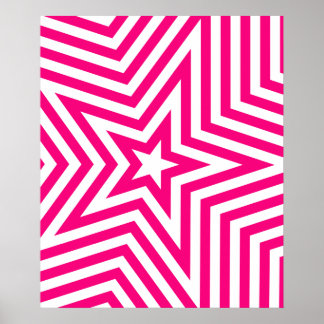 Rosa och White Star Kaleidoscope Mönster Poster