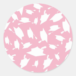 Rosa och White Studenten Sticker Runt Klistermärke