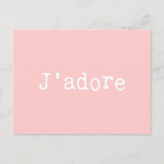 Rosa och White Type Write J'adore Vykort