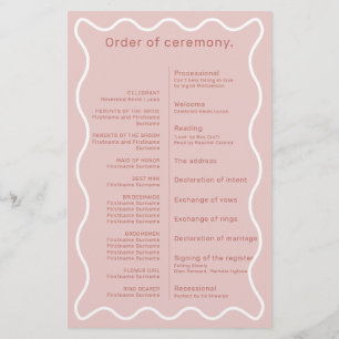 Rosa och White Vågigt Gräns Ceremony-programmet