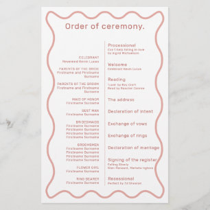 Rosa och White Vågigt Gräns Ceremony-programmet