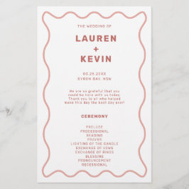 Rosa och White Vågigt Gräns Ceremony-programmet