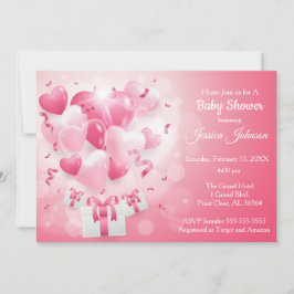 Rosa och White Valentine Heart Baby Shower Inbjudningar