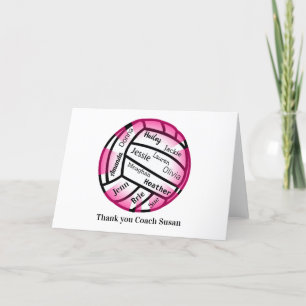 Rosa- och White Volleyball-Tack-busskort Tack Kort