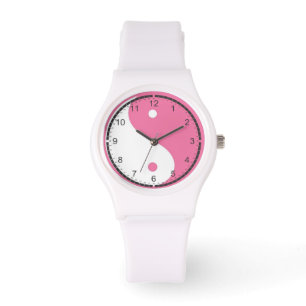 Rosa och White Yin och Yang Armbandsur