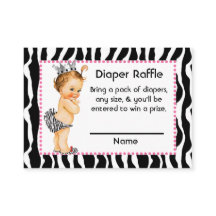 Rosa och Zebra tryck Little Princess Diaper Raffle