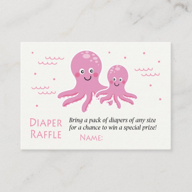 Rosa Octopus Diaper Raffle Biljett (Framsida)