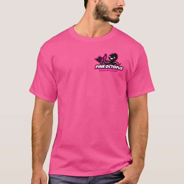 Rosa Octopus Flytta Company T Shirt (Framsida)