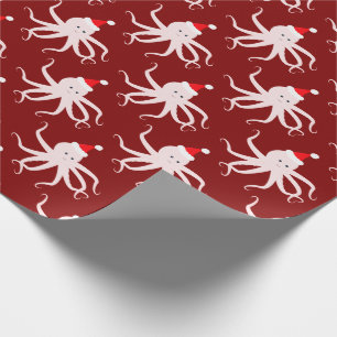 Rosa Octopus i jultomten Presentpapper
