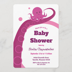 Rosa Octopus Inbjudan till babyvisningsprogram