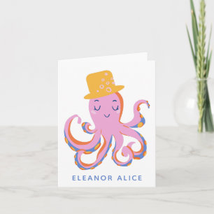 Rosa Octopus Quirky Dancing Animal Personlig Anteckningskort
