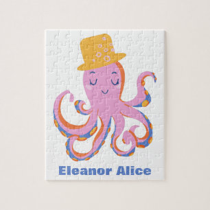 Rosa Octopus Quirky Dancing Animal Personlig Pussel