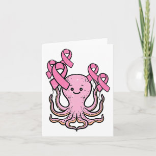 Rosa Octopus Ribbon Cute Breast Cancer Awareness W Kort