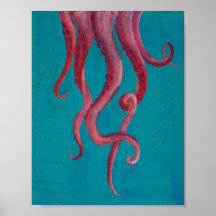 Rosa Octopus Tentacles Poster Akrylmålning