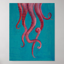 Rosa Octopus Tentacles Poster Akrylmålning
