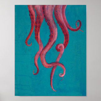 Rosa Octopus Tentacles Poster Akrylmålning