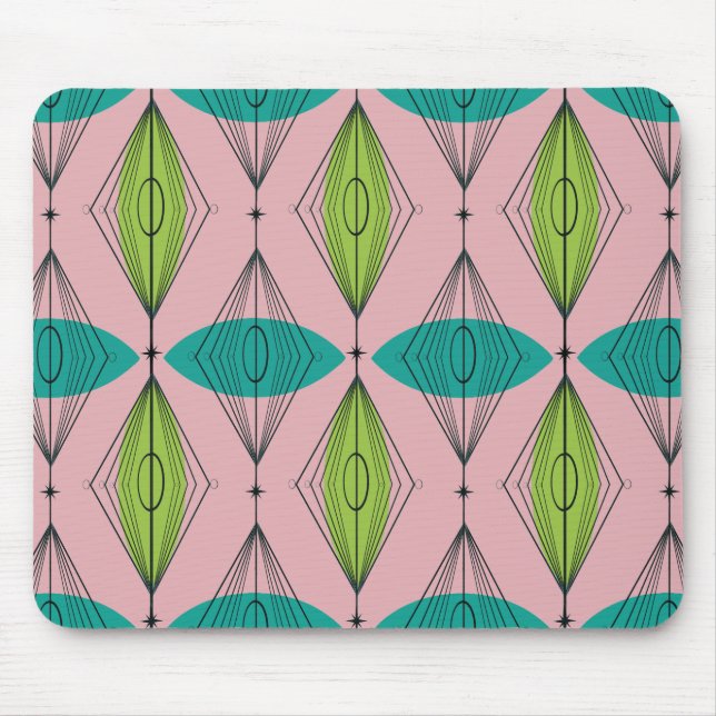 Rosa Ogee & Starburst Mousepad Musmatta (Framsidan)