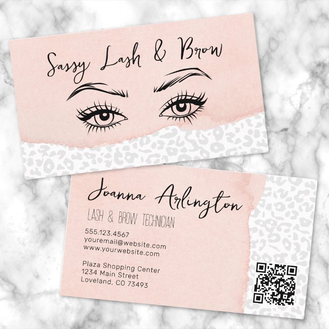 Rosa Ögonfrans Makeup Artist Visitkort (Stylish Blush Pink Lash Makeup Artist Business Card)