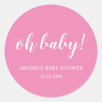 Rosa Oh Baby Baby Shower Classic Round Sticker