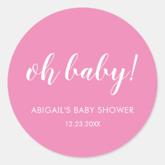 Rosa Oh Baby Baby Shower Classic Round Sticker Runt Klistermärke