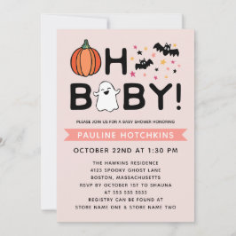  Rosa Oh Baby Pumpkin Halloween Baby Shower Inbjudningar