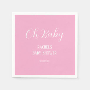 Rosa Oh Baby Script Cute Modern Girl Baby Shower Pappersservett