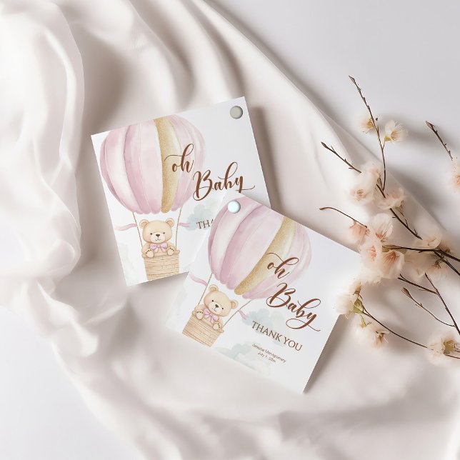 Rosa Oh Baby Skriptsegment i Luftballong Shower Gåvor Etiketter (Skapare uppladdad)