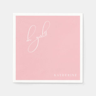 Rosa Oh Girl Anpassningsbar Baby Shower Napkin Pappersservett