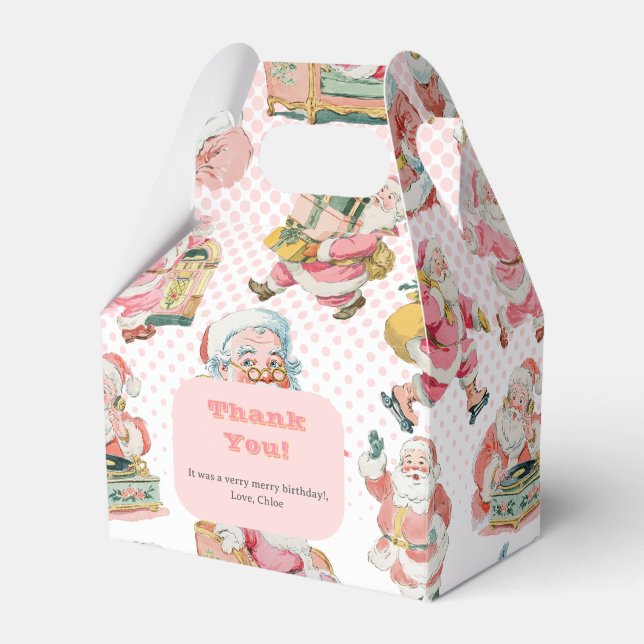 Rosa Oh What Roligt-Retro Groovy Jultomten Birthda Presentaskar (Framsidan Sidan)