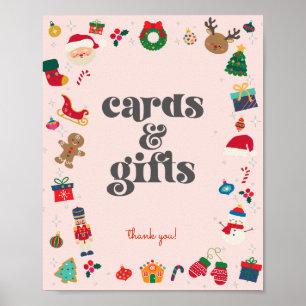 Rosa Oh What Roligt Winter jul Card and Gifts Poster