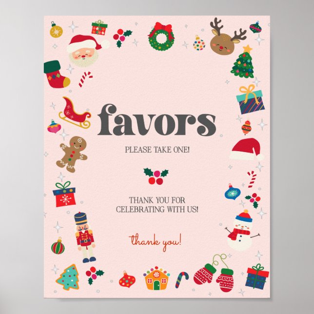 Rosa Oh What Roligt Winter julfavoriter Sign Poster (Framsidan)