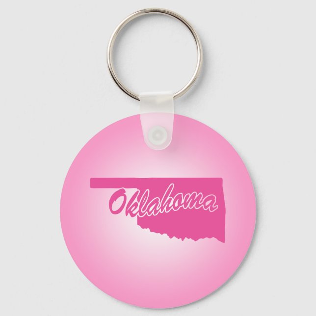 Rosa Oklahoma-stat hänge Nyckelring (Framsida)