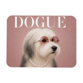 Rosa Old English Sheepdog Hund Covergirl Magnet