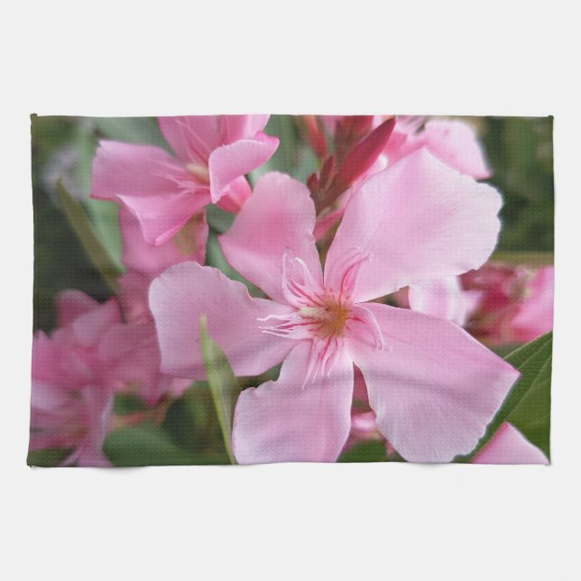 Rosa Oleander Blommig Kökshandduk (Horisontell)