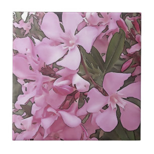 Rosa Oleander Ro Laurel Black Outline Art Kakelplatta