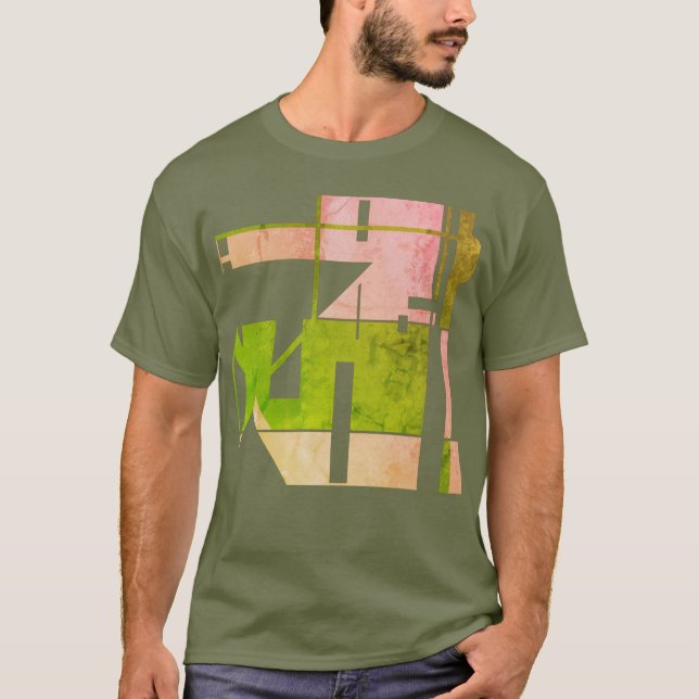 Rosa Oliv grönt Geometric Tribal Art Abstrakt T Shirt (Framsida)