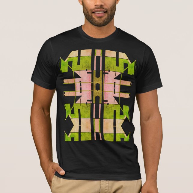 Rosa Olive Beige Geometric Tribal Art Large Tiles T Shirt (Framsida)