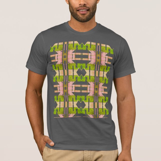 Rosa Olive Beige Geometric Tribal Art Small Tiles T Shirt (Framsida)