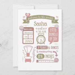 Rosa om baby födelsetal julkort