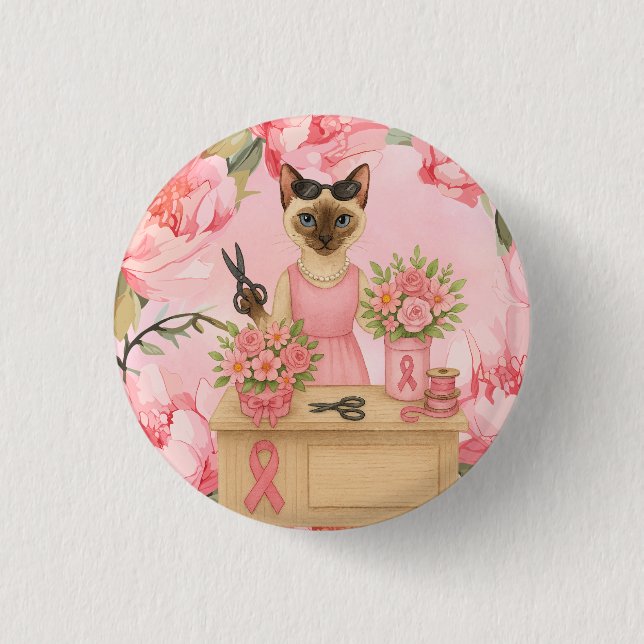 Rosa om blåsbildning om bröstcancer knapp (Framsida)