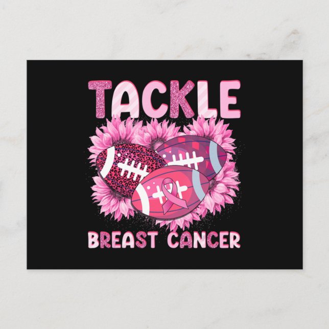 Rosa om bröstcancer i fotboll Ribbon Breast Cancer Vykort (Framsida)