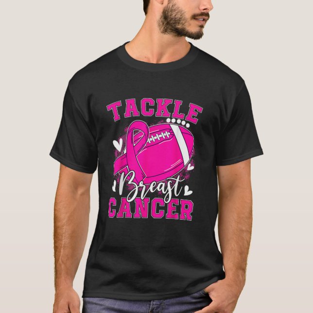 Rosa om bröstcancer i fotboll t shirt (Framsida)
