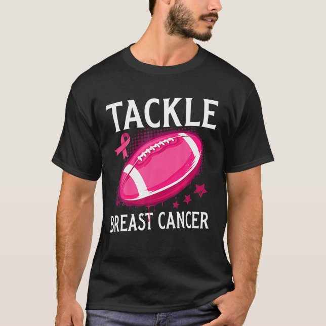 Rosa om bröstcancer i fotboll t shirt (Framsida)